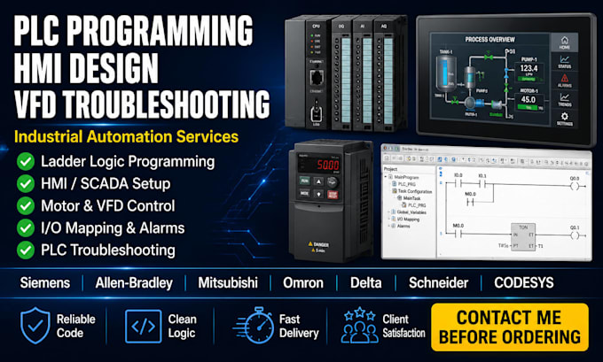 do plc programming, hmi design and vfd troubleshooting