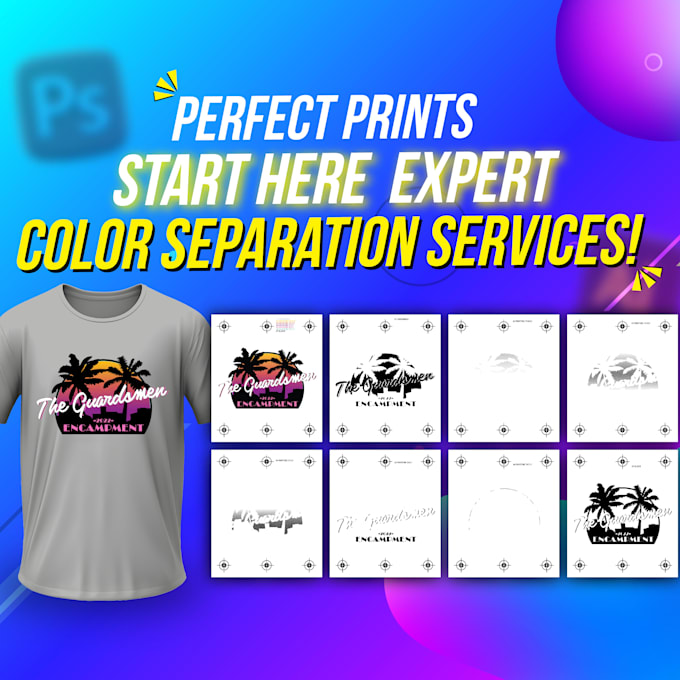 do professional color separation for screen print, vector and dtg