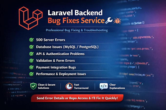 fix laravel applications bugs