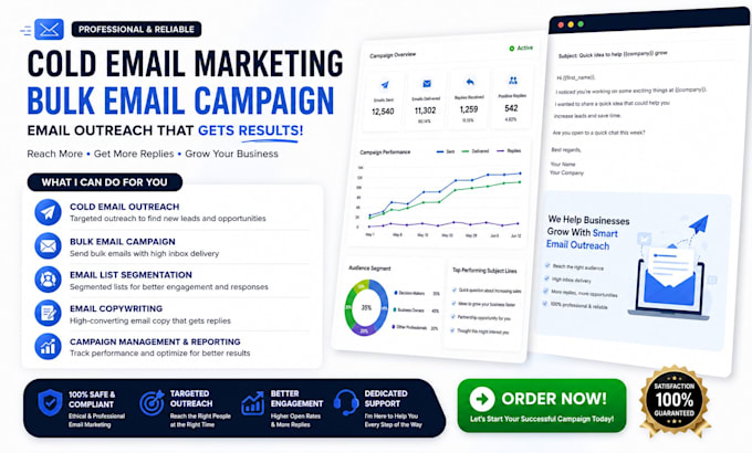 do cold email marketing, bulk email campaign and email outreach