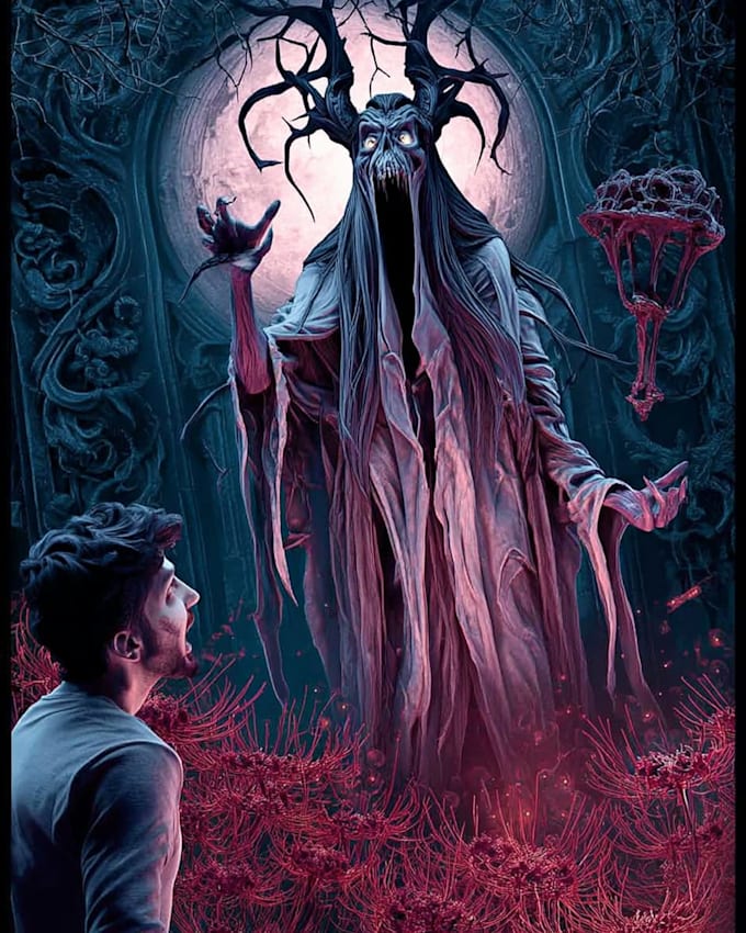 draw fantasy horror characters with dark cinematic style