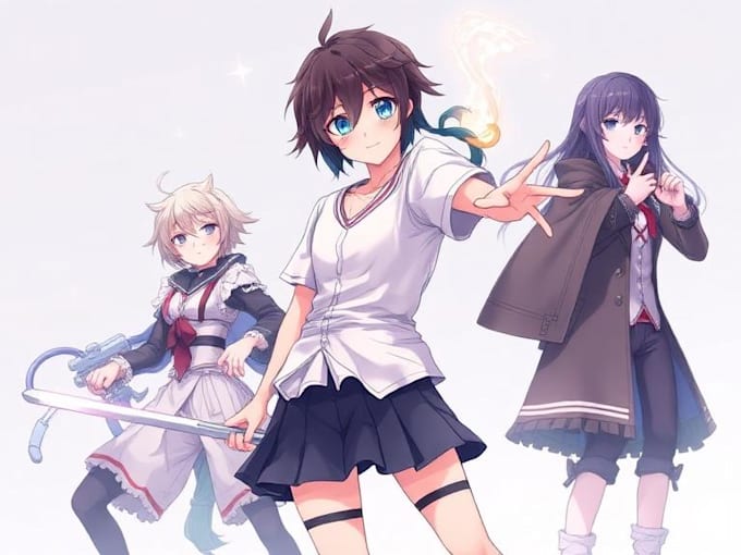 draw anime and game style characters art