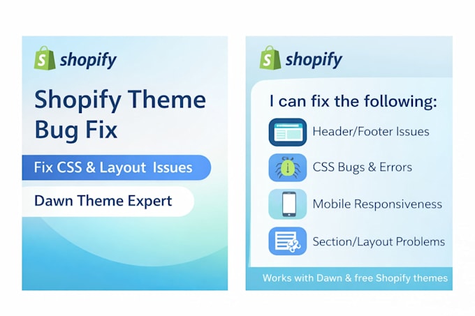 fix shopify dawn theme bugs, CSS and layout issues