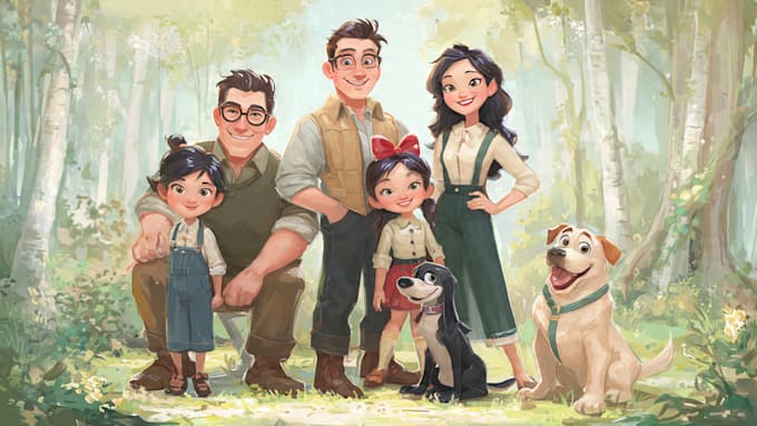 design a professional disney family portrait