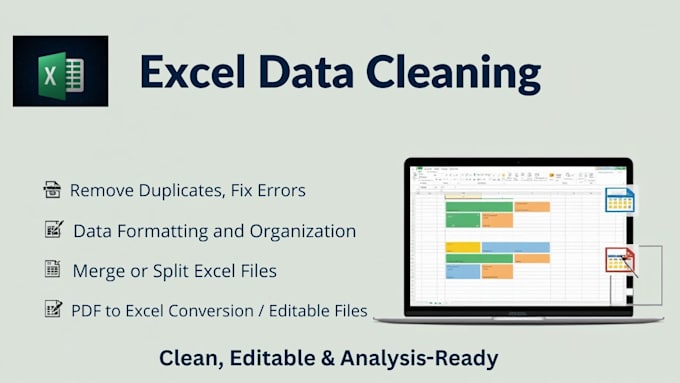clean, format, merge, split excel data