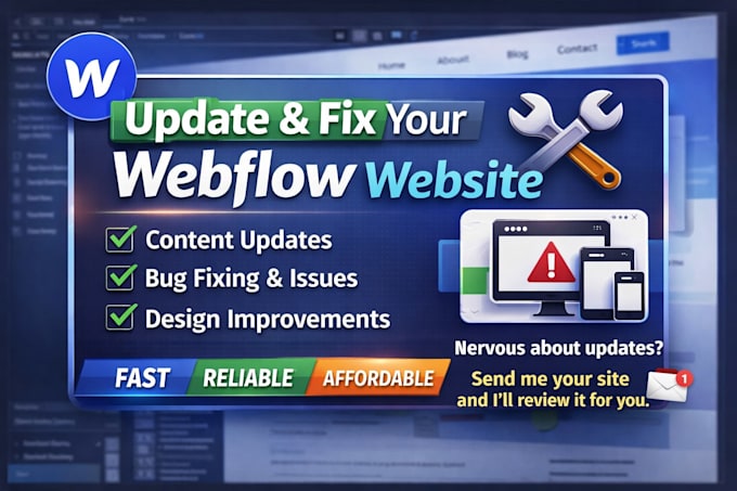 update, edit webflow website, webflow website redesign, webflow content update