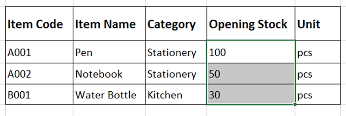 create a simple inventory tracking excel sheet