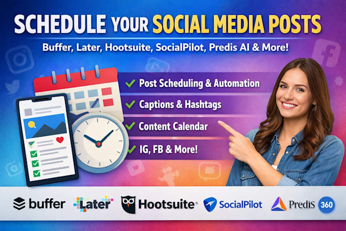 schedule post via buffer later hootsuite socialpilot predis ai content360 ig fb