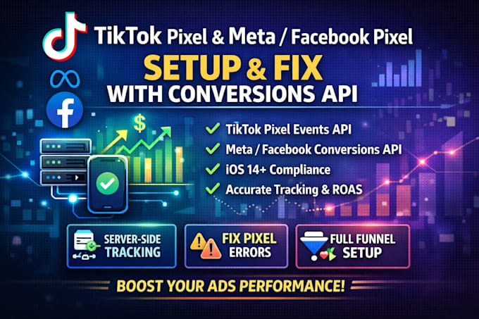 setup tiktok pixel events API or fix meta pixel with conversions API integration