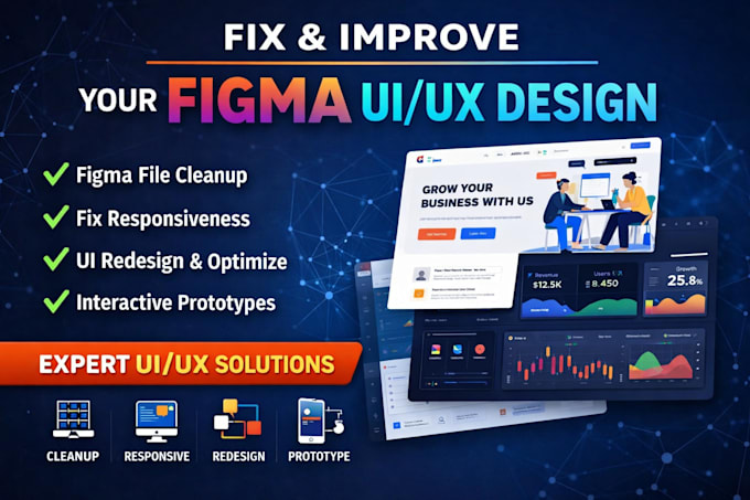 Design your landing page, dashboard in figma redesign ui fix ...
