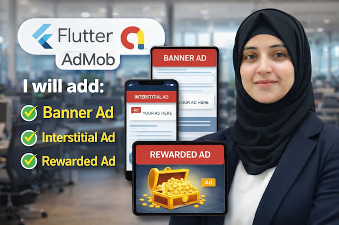 integrate banner interstitial and rewarded ads using admob in flutter