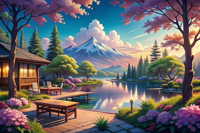 draw chill lofi style outdoor landscape art