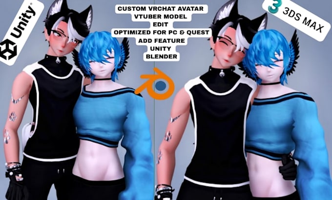 custom 3dvrchat avatar vrc avatar 3d vtuber model 3d rig vrchat for quest and PC