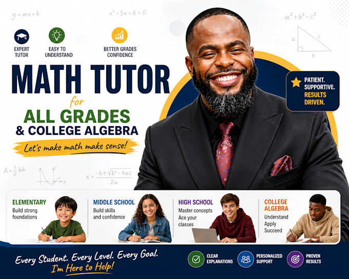 be your math tutor for all grades and college algebra
