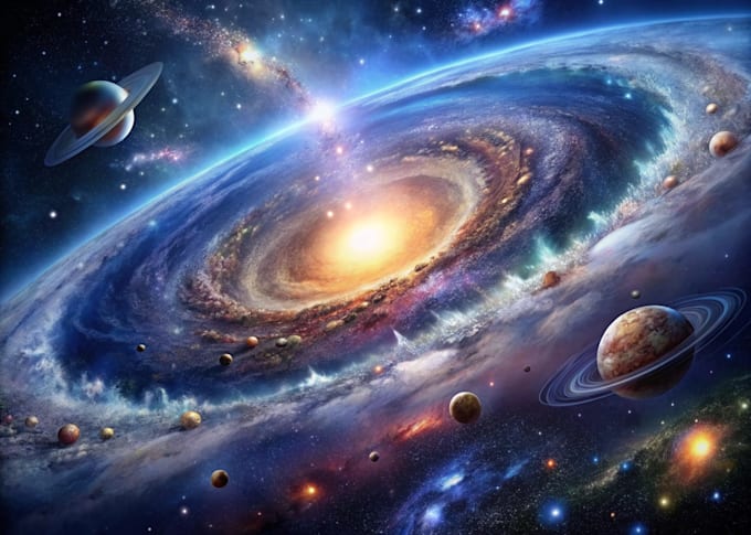 create detailed galaxy and deep space concept art