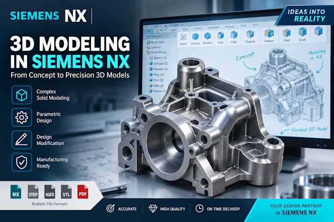 do professional 3d modeling, drawings in siemens nx