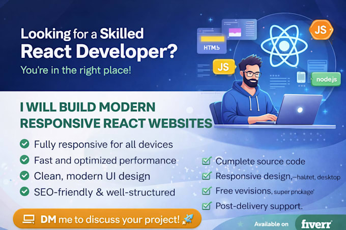 develop responsive react website with modern UI design