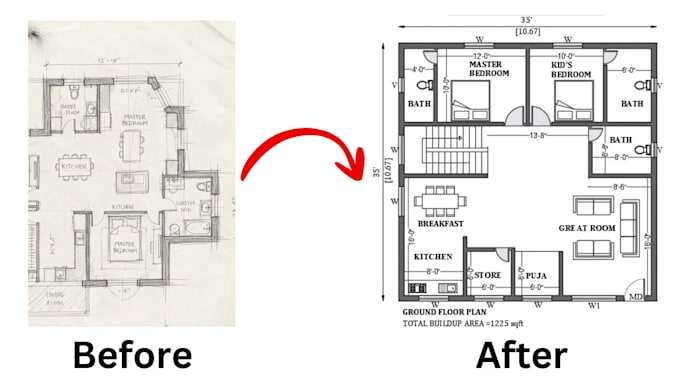 Convert your hand sketch or pdf into an autocad drawing by Afzmhm | Fiverr