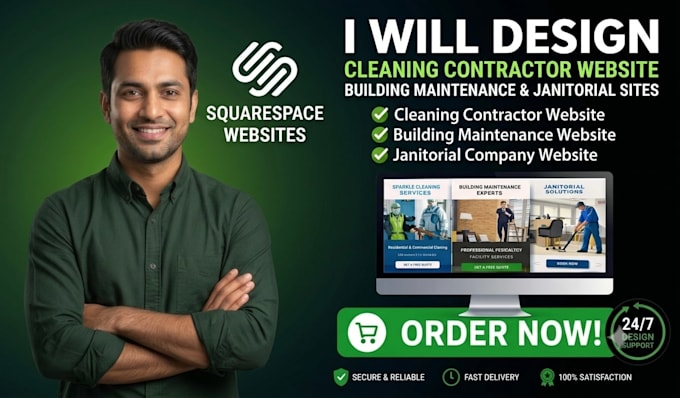 build janitorial cleaning maintenance contractor company squarespace website