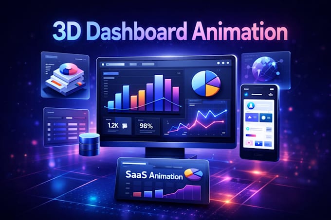 create clean 3d dashboard animation for saas and web apps