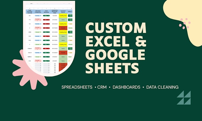 create custom excel and google sheets spreadsheets and CRM