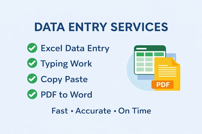 Do accurate data entry, typing and excel work by Amokshukhalee | Fiverr