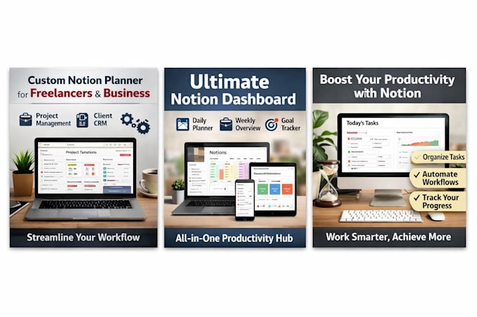 design professional notion workspace and dashboard
