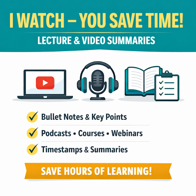 summarize youtube videos, lectures, and podcasts into notes