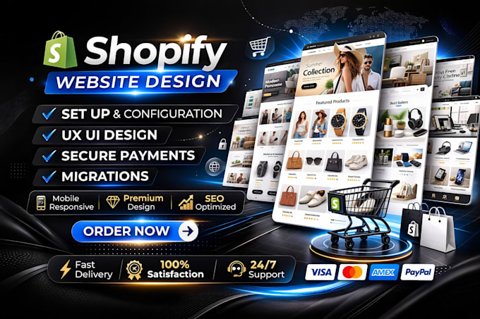 design or redesign your shopify website, ecommerce store