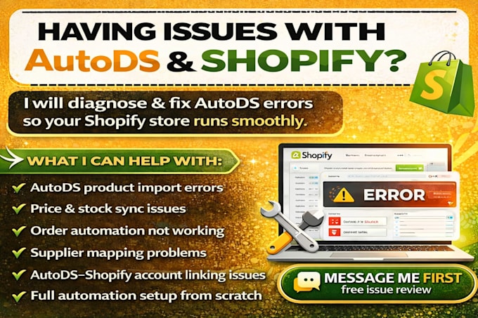fix autods errors and set up automation for shopify dropshipping