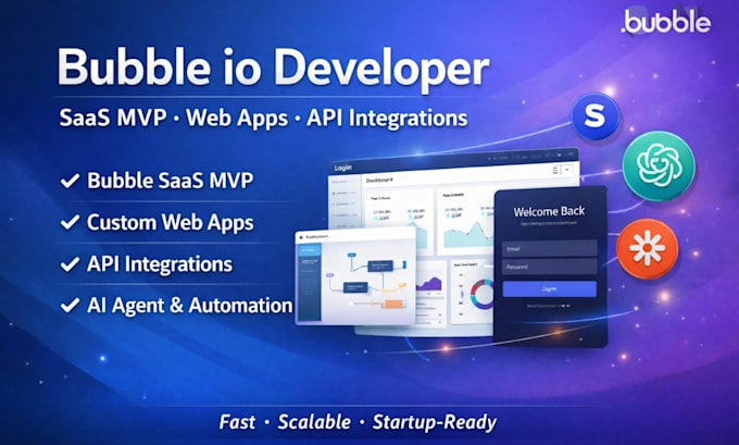 Be bubble io developer for bubble saas mvp bubble web app bubble api ...