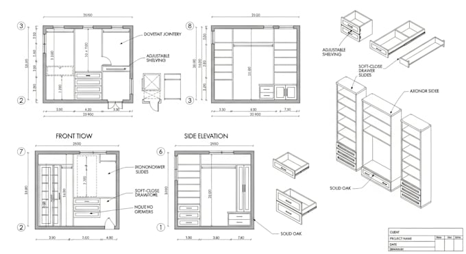 Draft furniture layout, millwork, closet, wardrobe, and shop drawings ...