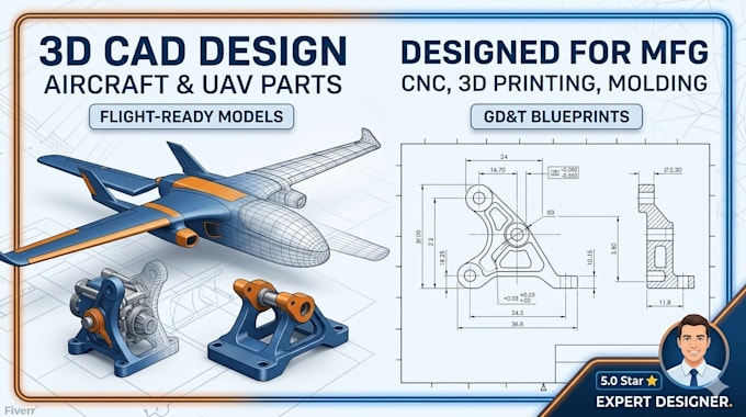 design 3d cad models for aircraft components and uav airframes