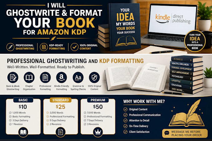 ghostwrite and format your book for amazon KDP