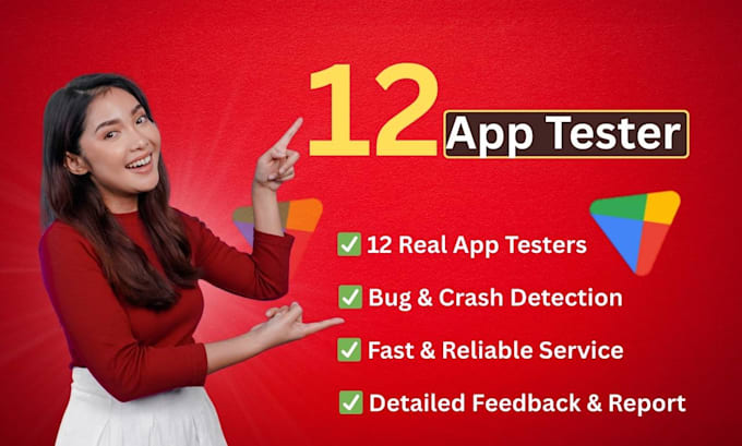 provide 12 testers for google play closed testing for 14 days 12 app tester