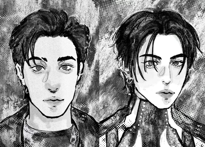 create an rough sketch portrait with texture and mood