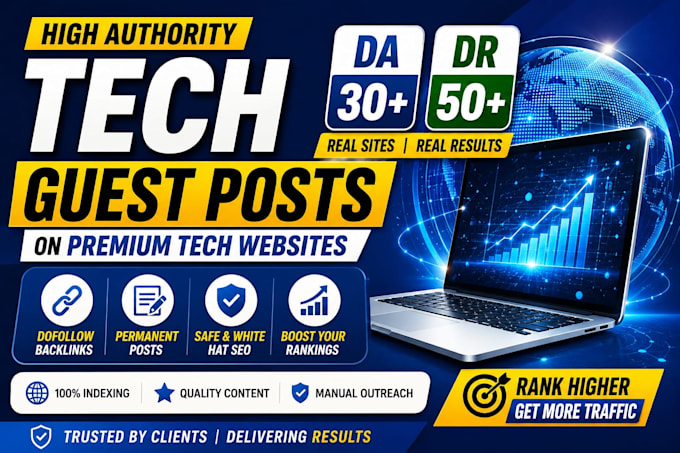 publish guest post on high DR tech websites with dofollow backlinks