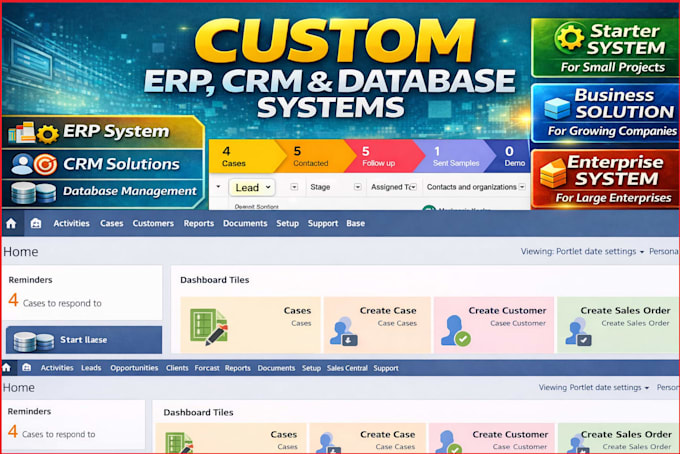 develop your custom erp, CRM or database management systems and CRM  admin panel