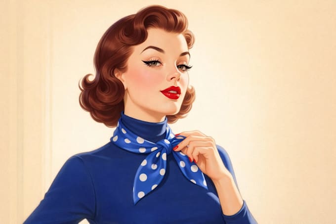 retro pin up character drawing