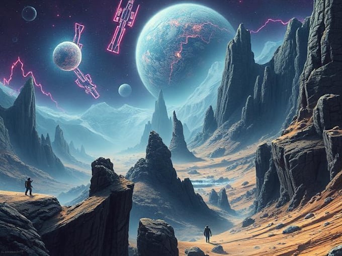 detailed sci fi fantasy landscape, background illustration