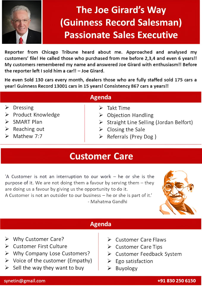 customise and deliver sales and customer care training programs