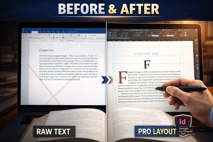 Projetar um layout de livro profissional e composição tipográfica no ...