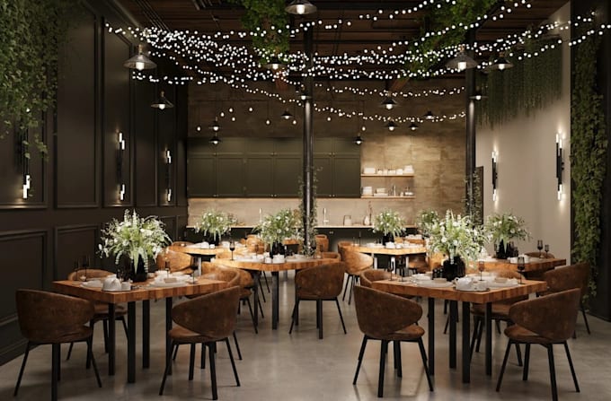 Rehab modern 3d party room interior,cgi loft design,wall decor,cafe ...