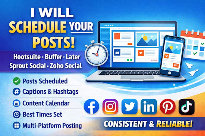create schedule post via hootsuite buffer later sprout social zoho social