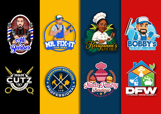 design logo for cleaning, barber, plumbing, handyman, chef