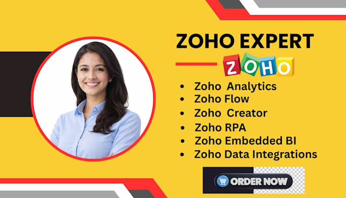setup zoho analytics, flow, creator, rpa, data automation for your business