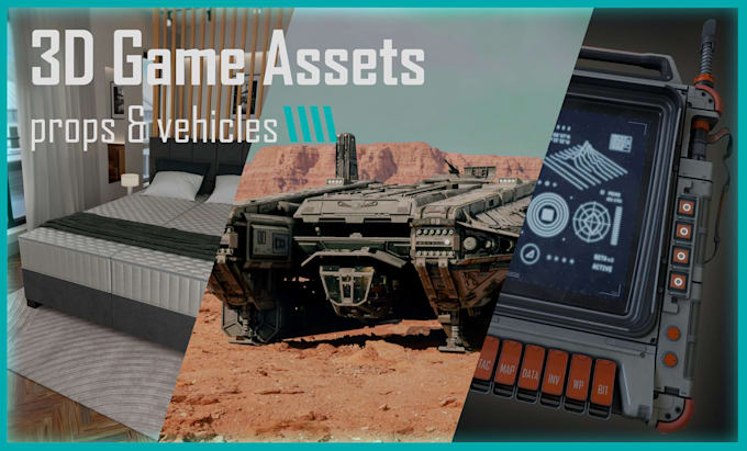 create realistic 3d game assets of props and vehicles