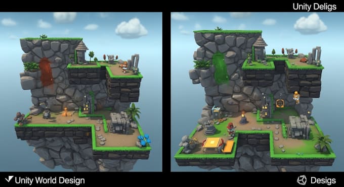 do game level design, 3d environment, unity environment, game worid design