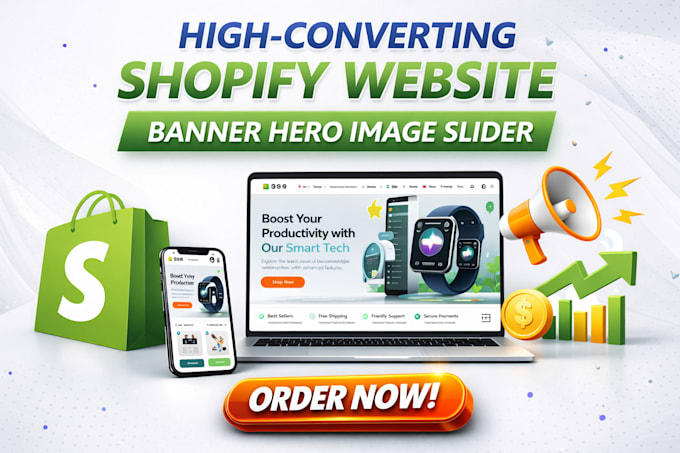 design high converting shopify banner hero image slider website header design