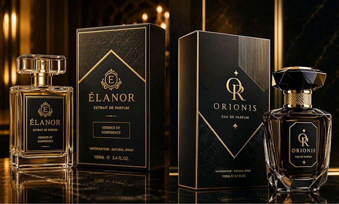 creat luxury perfume label, logo, cosmetics with custom label